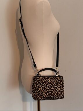Jimmy Choo Leopard Print Top-Handle Satchel with Black Trim